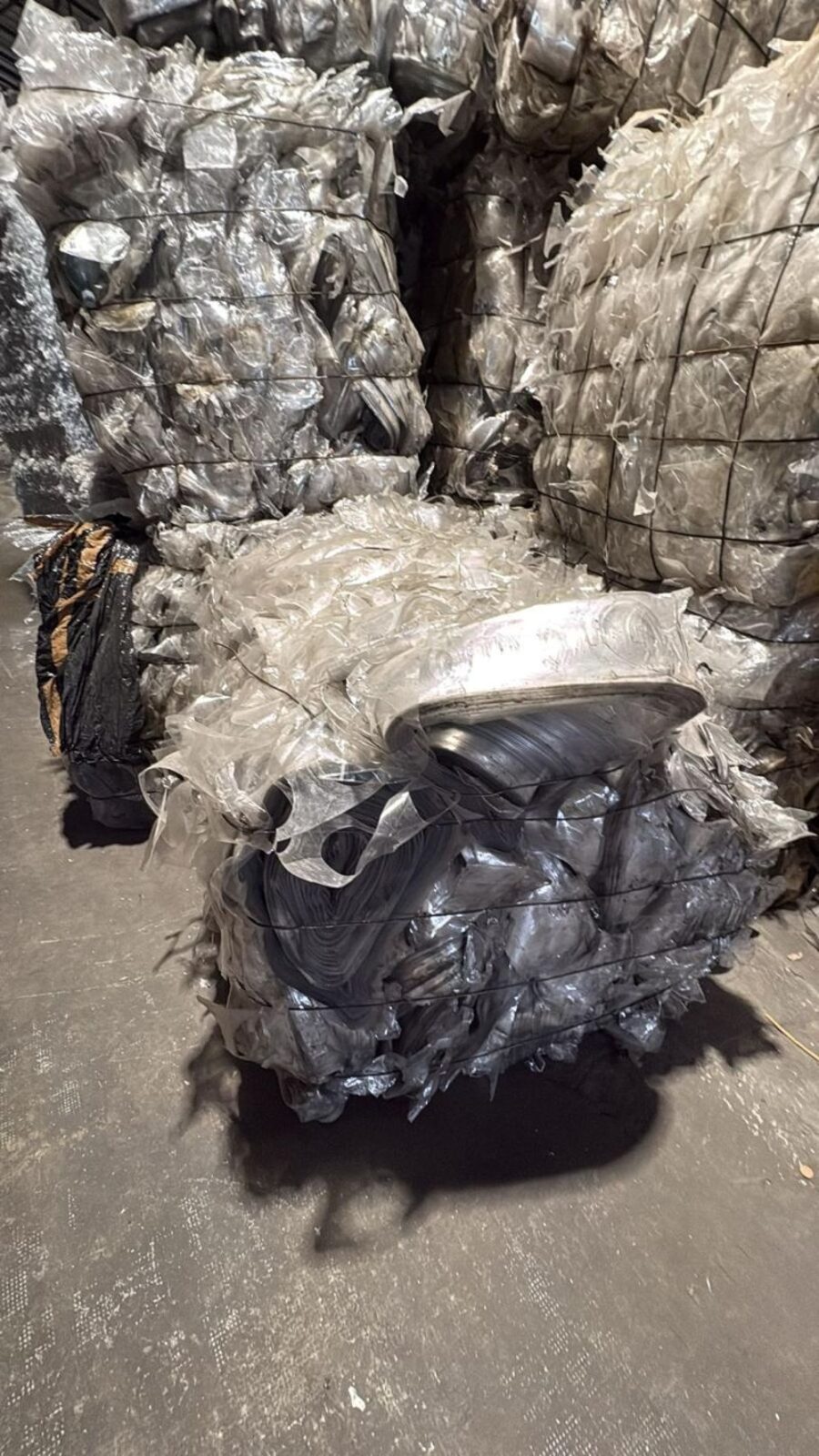 Baled aluminium, ready for export.